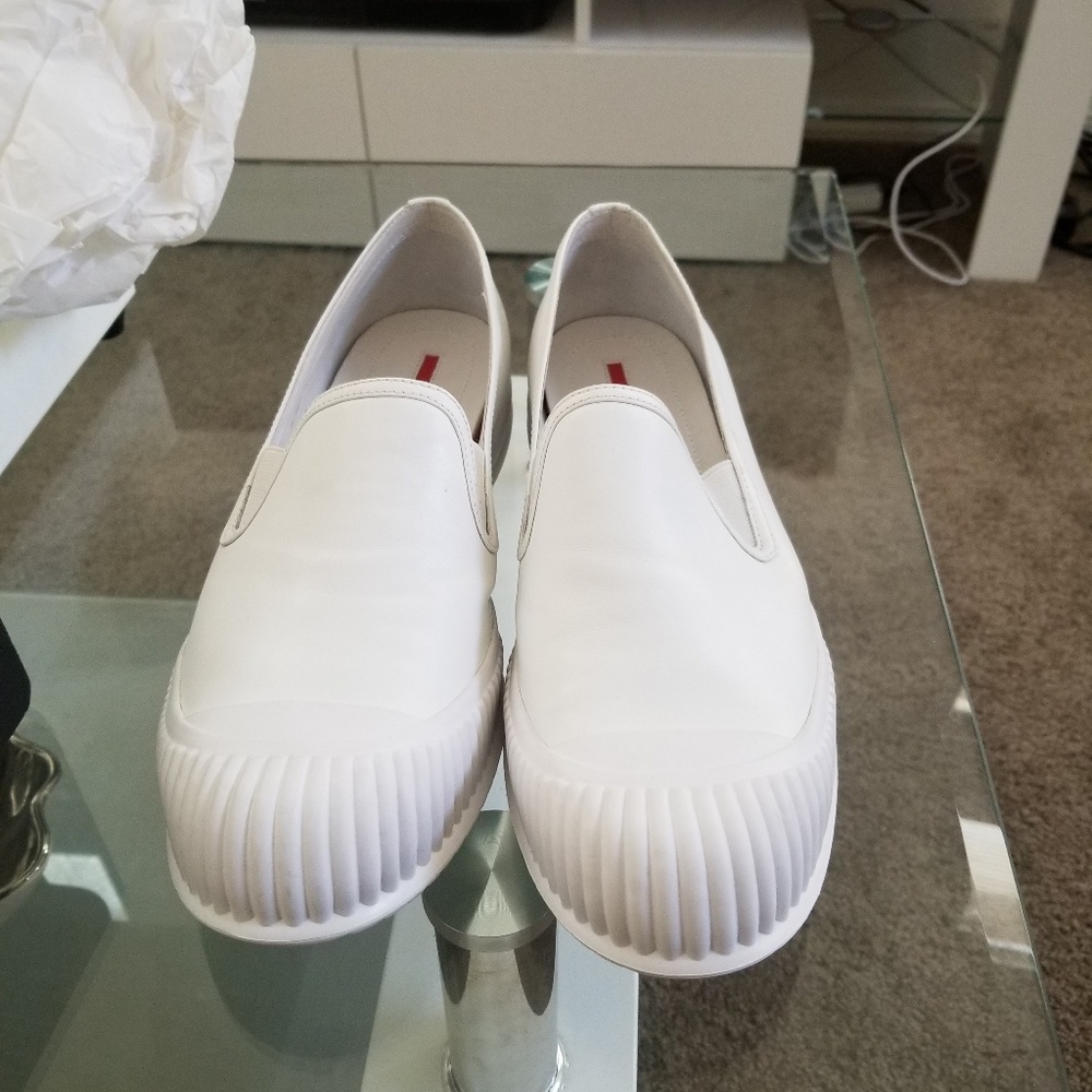 Prada Mens slip on shoes, White, US 8.5